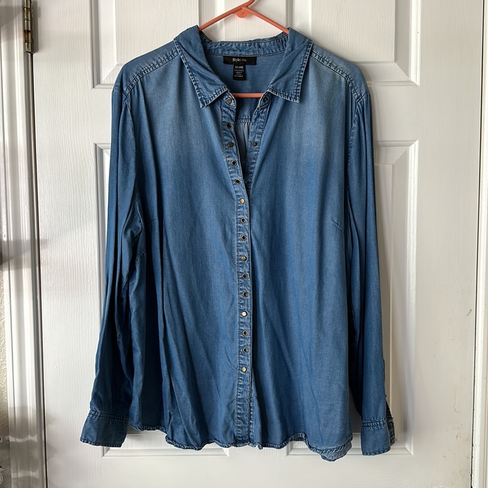Style & Co Button Down Top - Picture 2 of 5